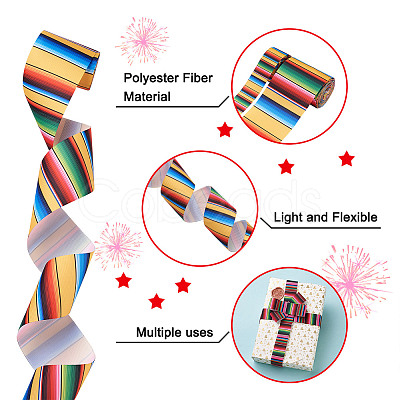 2Rolls 2 Styles Stripe Pattern Printed Polyester Grosgrain Ribbon OCOR-TA0001-37F-1
