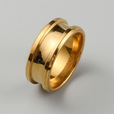 304 Stainless Steel Grooved Finger Ring Settings RJEW-WH0010-08A-G-1
