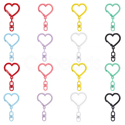 48Pcs 8 Colors Spray Painted Zinc Alloy Spring Gate Rings FIND-SP0004-03-1
