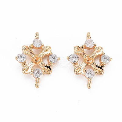 Brass Micro Pave Clear Cubic Zirconia Connector Charms KK-S364-005-1