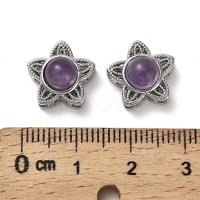 Brass Pave Natural Amethyst Multi-Strand Links KK-D366-01P-B-1