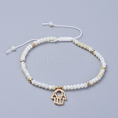 Electroplate Glass Braided Beads Bracelets BJEW-JB04311-1