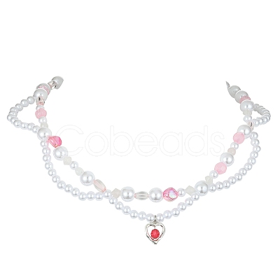 Alloy Heart Pendant Necklace NJEW-FZ00004-11-1