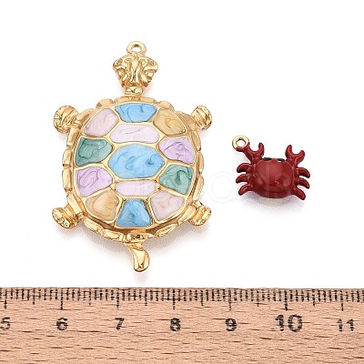 5Pcs Sea Animals 304 Stainless Steel Enamel Pendants STAS-T075-29M-1