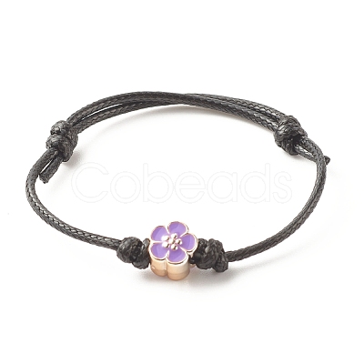 Plum Blossom Acrylic Enamel Beaded Cord Bracelet BJEW-JB07851-1