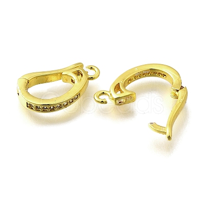 Brass Micro Pave Clear Cubic Zirconia Fold Over Clasps KK-M316-01G-1