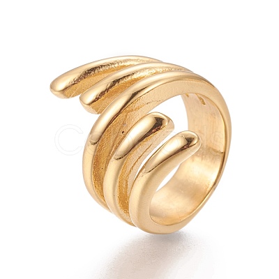 Ion Plating(IP) 304 Stainless Steel Finger Rings RJEW-E157-27G-1