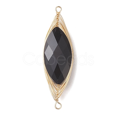Faceted Glass Horse Eye Links Connector Charms PALLOY-JF04803-1