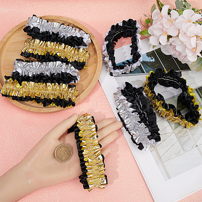 6 Pairs 2 Colors Polycotton Elastic Garter Leg Ring AJEW-GF0008-40-1