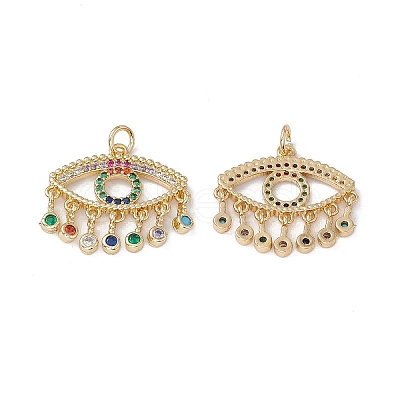 Brass Colorful Cubic Zirconia Pendants KK-E068-VA186-2-1