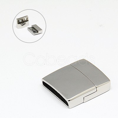 Tarnish Resistant 304 Stainless Steel Magnetic Clasps with Glue-in Ends STAS-I011-13-1