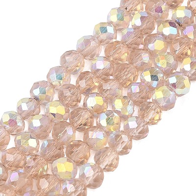 AB Color Plated Transparent Glass Rondelle Beads Strands EGLA-T029-4mm-10D-1