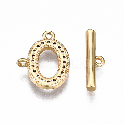 Brass Micro Pave Clear Cubic Zirconia Toggle Clasps KK-T063-97G-NF-1