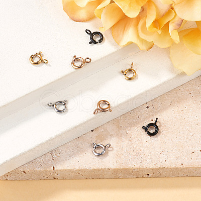 8Pcs 4 Colors 304 Stainless Steel Spring Ring Clasps STAS-TADJ001-09-1