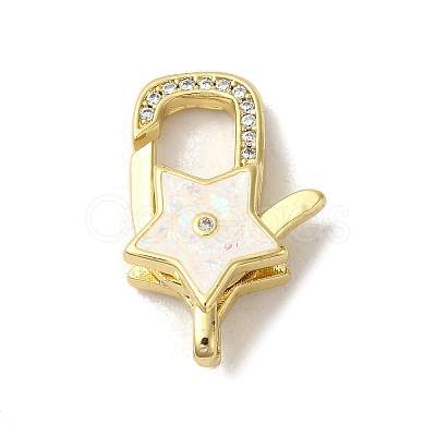 Rack Plating Brass Micro Pave Cubic Zirconia lobster Claw Clasps KK-P268-02G-01-1