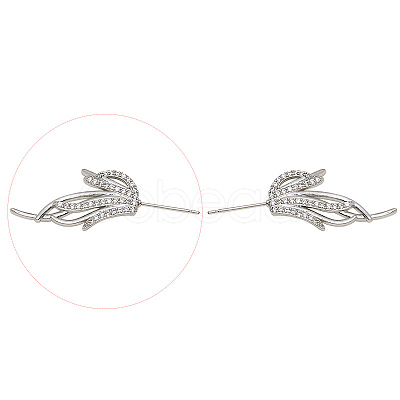 Brass Micro Pave Clear Cubic Zirconia Fishtail Head Pins BAPE-PW0002-10B-P-1