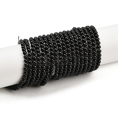 Natural Black Tourmaline Beads Strands G-G763-01-4mm-AB-1