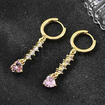 Brass Micro Pave Cubic Zirconia Hoop Dangle Earrings KK-CBA8324-07G-01-1