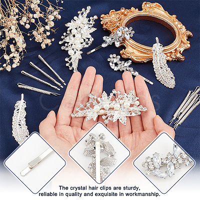 14Pcs 4 Style Wedding Bridal Alloy Rhinestone Hair Bobby Pins DIY-GA0003-90-1
