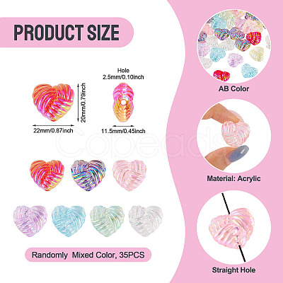 35Pcs UV Plating Iridescent Acrylic Beads OACR-TA0004-20-1