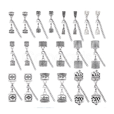 20Pcs 10 Styles Alloy Cord Ends with Lobster Claw Clasps HJEW-PH02011-1