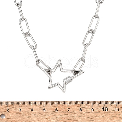 304 Stainless Steel Paperclip Chain Necklaces NJEW-JN06369-01-1