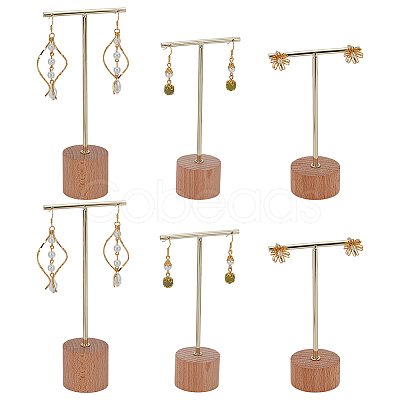 6Pcs 3 Sizes Iron T Bar Earring Display Stands EDIS-FG0001-76-1