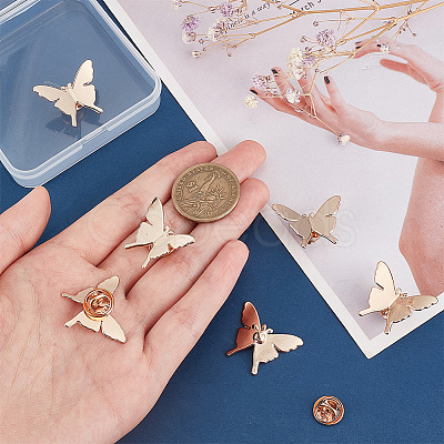 10 Sets Alloy Butterfly Lapel Pin Brooch JEWB-FG0001-12KCG-1