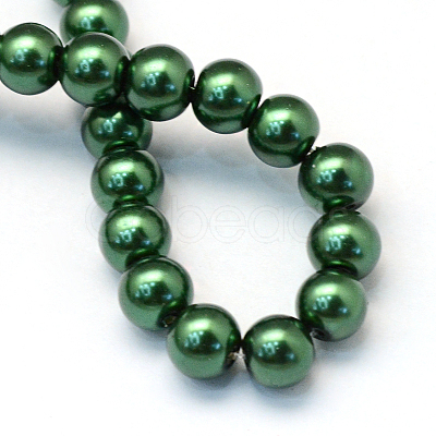 Baking Paint Pearlized Glass Pearl Round Bead Strands X-HY-Q330-8mm-75-1