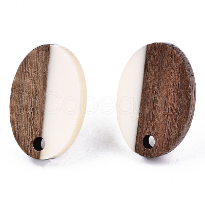 Opaque Resin & Walnut Wood Stud Earring Findings MAK-N032-004A-B03-1