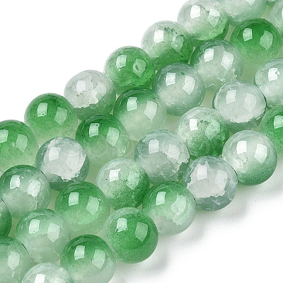 Crackle Baking Paint Imitation Jade Glass Beads Strands X1-DGLA-T003-8mm-07-1