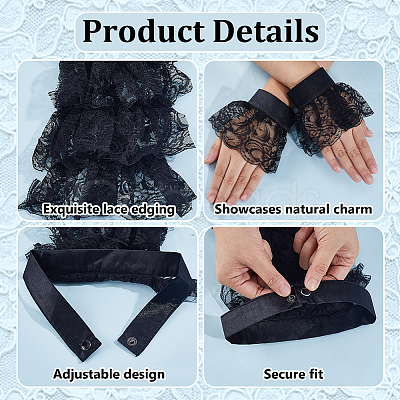 Polyester Detachable Flower Lace Collar Sets for Women DIY-WH0816-187B-1