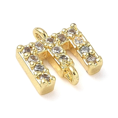 Brass Micro Pave Clear Cubic Zirconia Letter Links Connector Charms KK-I382-07G-E-1