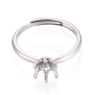 Rhodium Plated 925 Sterling Silver Engagement Solitaire Ring Settings STER-T008-12P-1