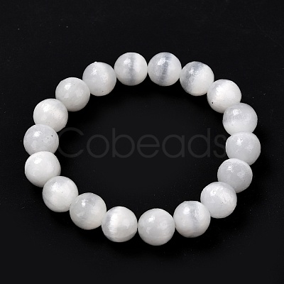 Natural Selenite Beaded Stretch Bracelets BJEW-F414-01C-01-1