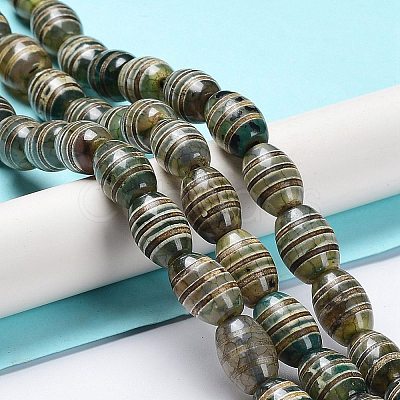 Tibetan Style dZi Beads Strands TDZI-E005-01O-1