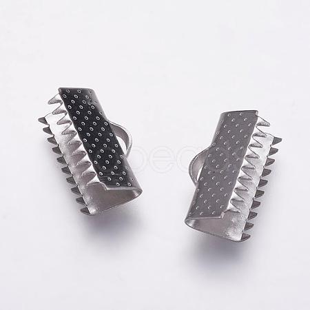 Tarnish Resistant 304 Stainless Steel Ribbon Crimp Ends STAS-K146-043-15mm-1