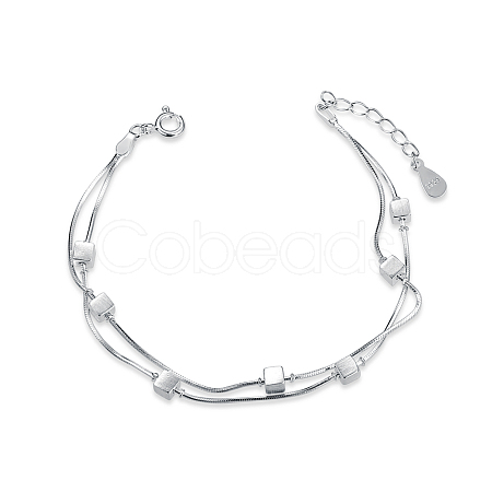 SHEGRACE Sparkling Rhodium Plated 925 Sterling Silver Double Layered Bracelet JB163A-1