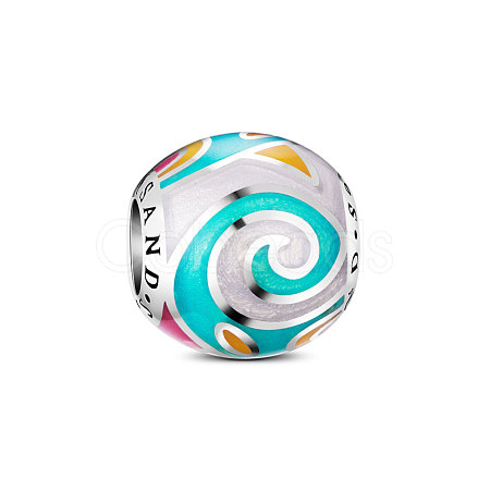 Rondelle Rhodium Plated 925 Sterling Silver Mystic Sky TS-C-038-1