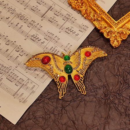 Retro Alloy Rhinestones Butterfly Brooches JEWB-S022-10A-1