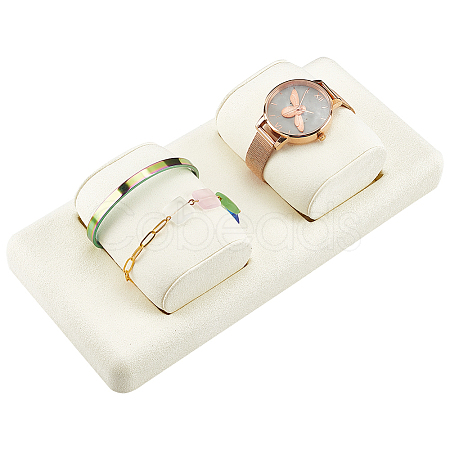 2-Slot Microfiber Bracelet Jewellery Display Stands RDIS-WH0015-03-1