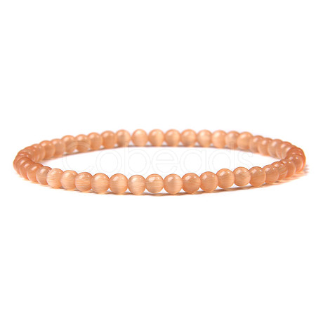 4mm Round Cat Eye Beads Bracelet for Men LS-KG3069-9-1