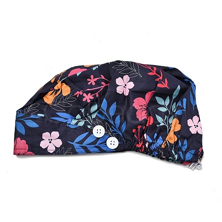 Cotton Adjustable Printed Bouffant Hats Working Caps for Women Men AJEW-WH0677-005-1