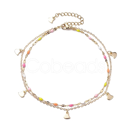 304 Stainless Steel Enamel Link Chains Anklets AJEW-AN00589-03-1