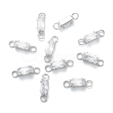 Brass Clear Cubic Zirconia Links Connectors ZIRC-G170-16P-1