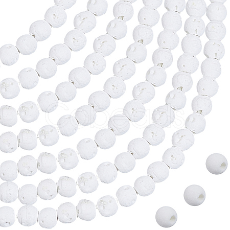 5 Strands Synthetic Lava Rock Round Beads Strands G-PA0002-40-1