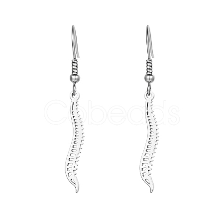 304 Stainless Steel Spine Dangle Earrings WC7930-1-1