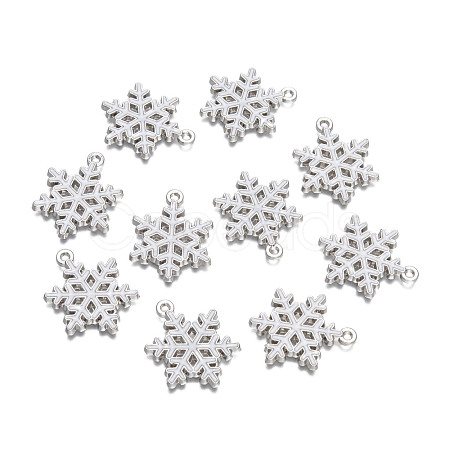 Snowflake Alloy Enamel Pendants ENAM-R041-34-1