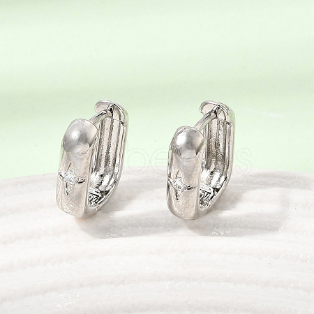 Brass Micro Pave Cubic Zirconia Hoop Earrings KK-CBA5585-09P-1