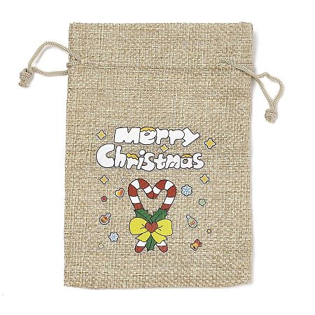 Christmas Printed Burlap Packing Pouches Drawstring Bags ABAG-Q053-02A-12-1